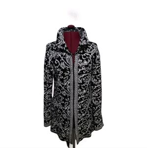 A.‎ Ida Italian Wool Blend Sophisticated Filigree Swirl Pattern Cardigan  Sz Sm